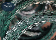 녹색 플라스틱 PVC 입히는 면도칼 철사 BTO22 유형 높은 장력 형무소 면도칼 철사