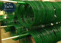 녹색 플라스틱 PVC 입히는 면도칼 철사 BTO22 유형 높은 장력 형무소 면도칼 철사